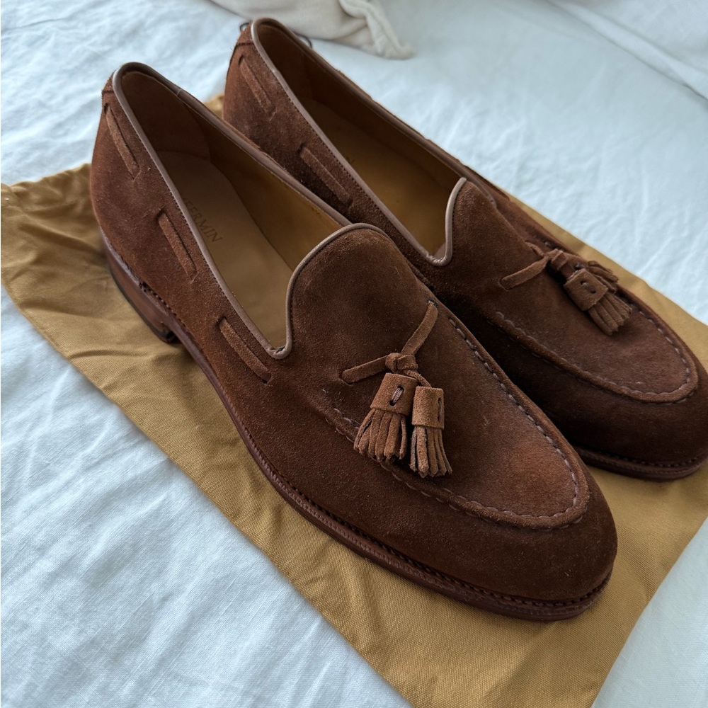 Men's Brown Suede Loafers with Tassels